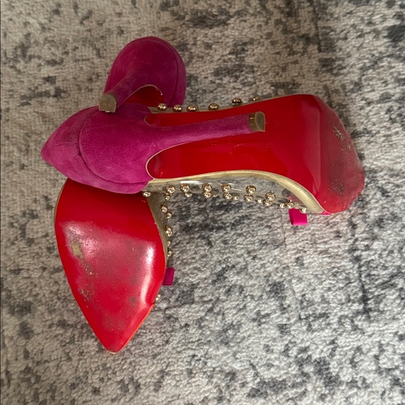 Christian Louboutin Pink and Orange Studded Heels - Picture 4 of 4